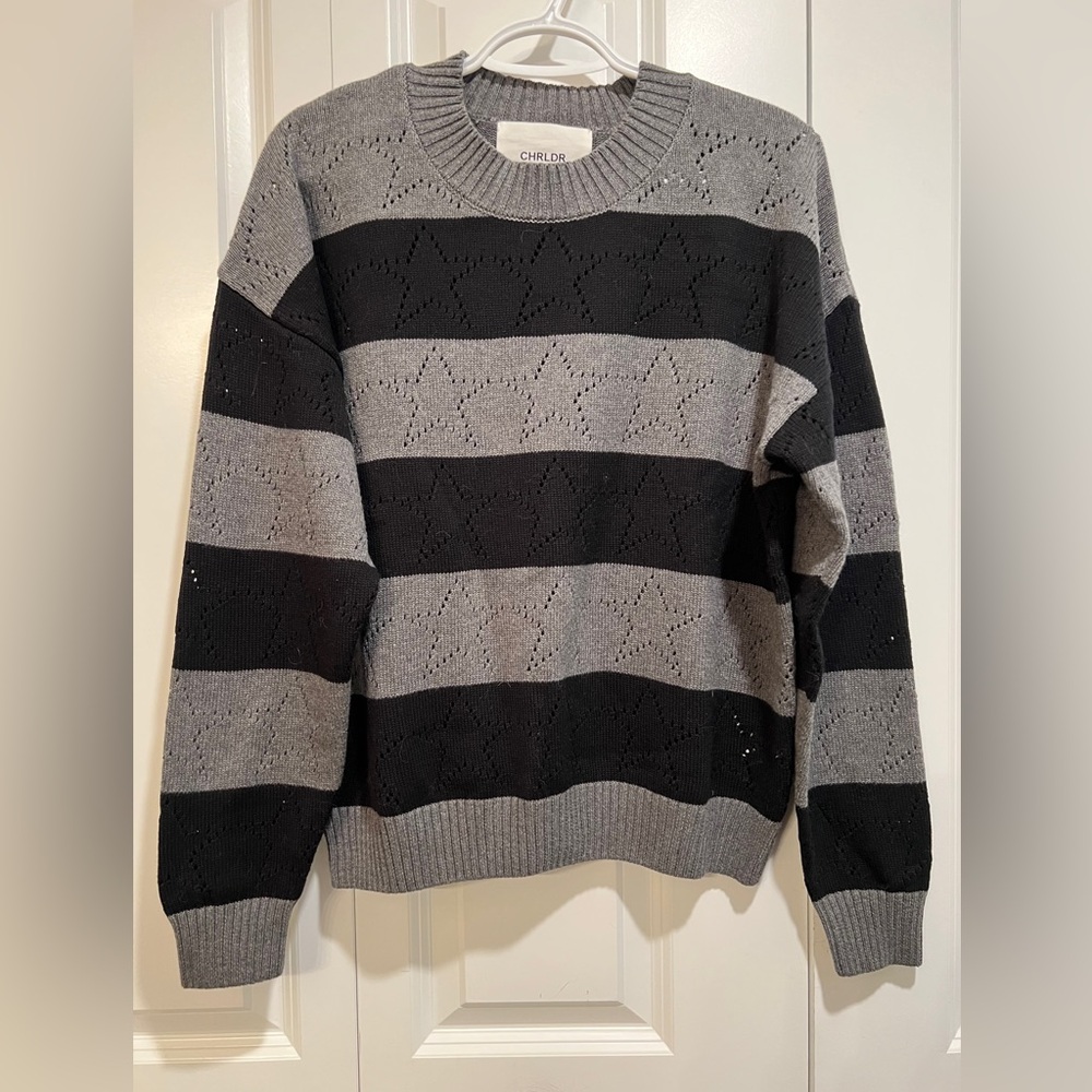 CHRLDR Women's Black and Gray Star Sweater